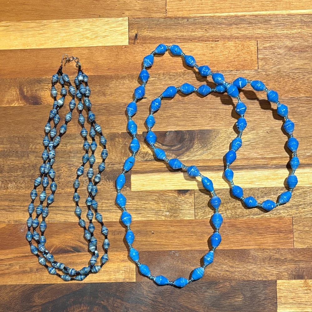Bundle of Handmade Recycled Paper Necklaces